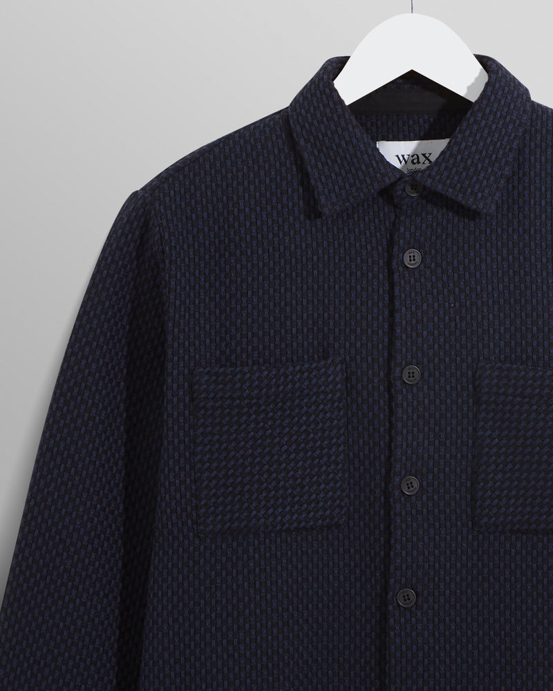 wax london Whiting Overshirt Black/Navy Stepney