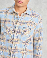 wax london Whiting - Pale Blue Earl Check Overshirt