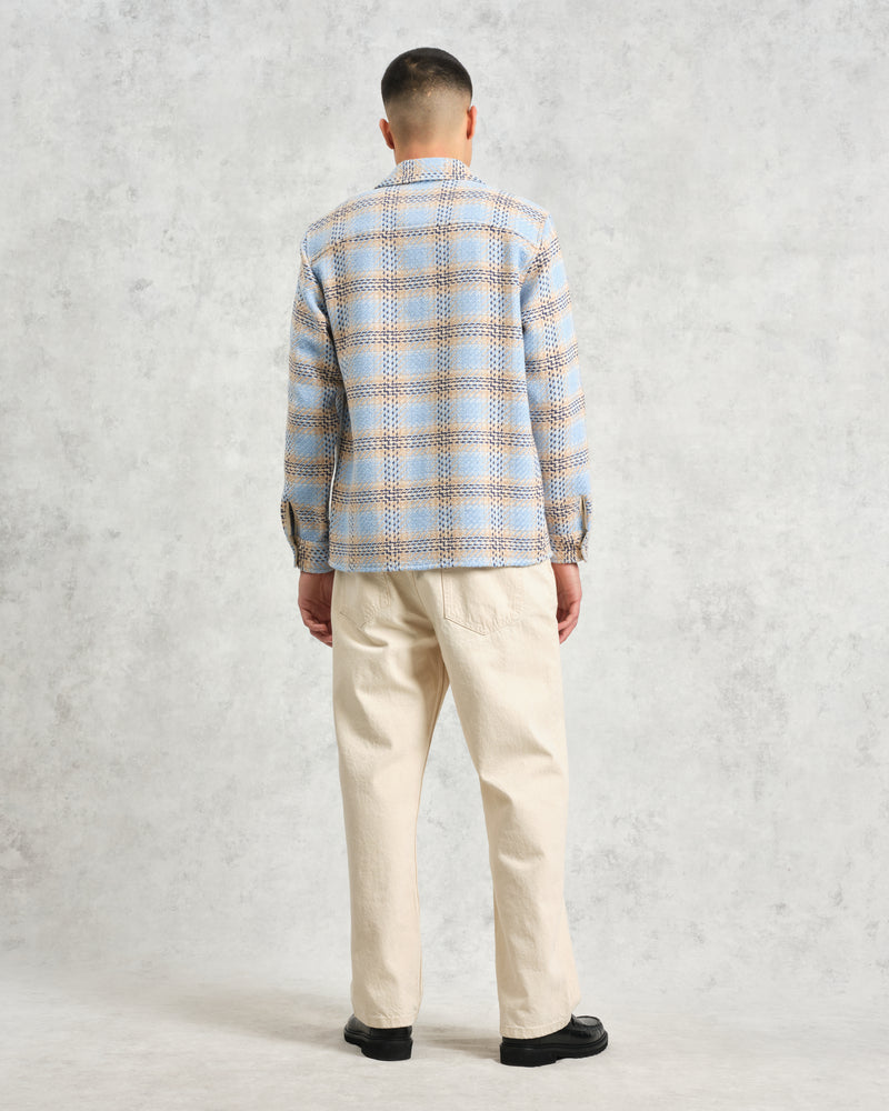 wax london Whiting - Pale Blue Earl Check Overshirt