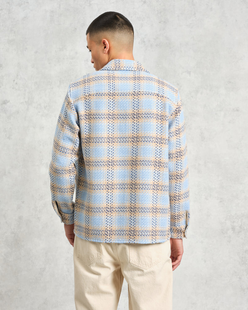 wax london Whiting - Pale Blue Earl Check Overshirt