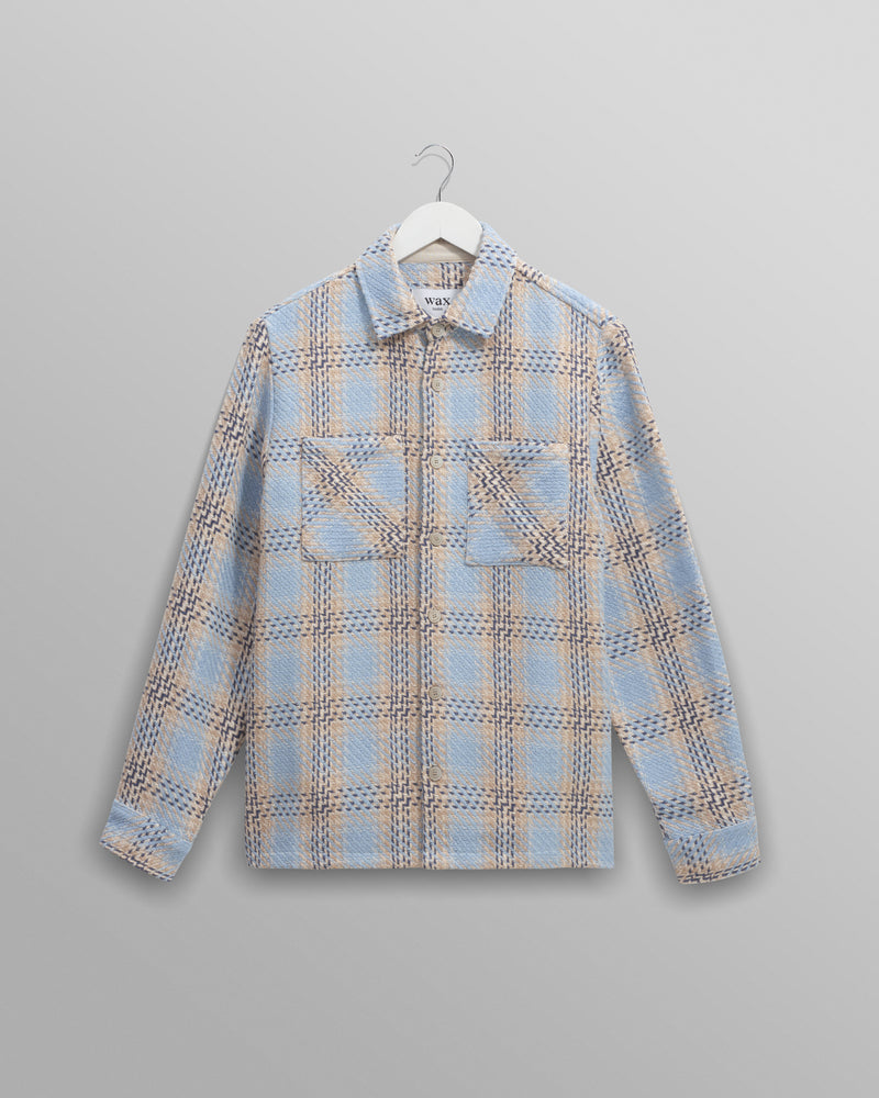 wax london Whiting - Pale Blue Earl Check Overshirt