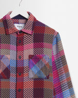 wax london men's Whiting - Pink And Multicolour Pike Check Overshirt