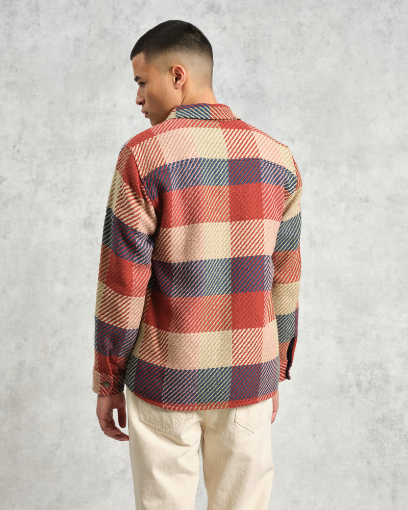 Men's Red And Multicolour Block Check Overshirt & Wax London