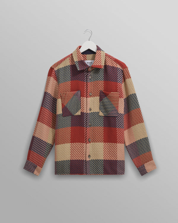 wax london Whiting - Red And Multicolour Block Check Overshirt