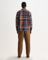 wax london men's Whiting - Rust And Multicolour Pike Check Overshirt