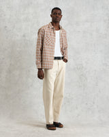 wax london Whiting - Tan And Multicolour Ladder Check Overshirt