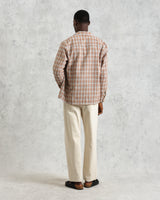 wax london Whiting - Tan And Multicolour Ladder Check Overshirt