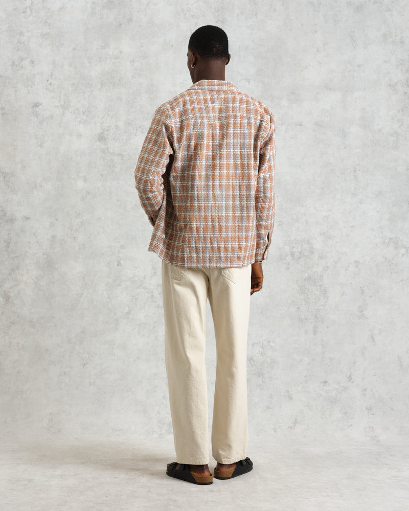 wax london Whiting - Tan And Multicolour Ladder Check Overshirt
