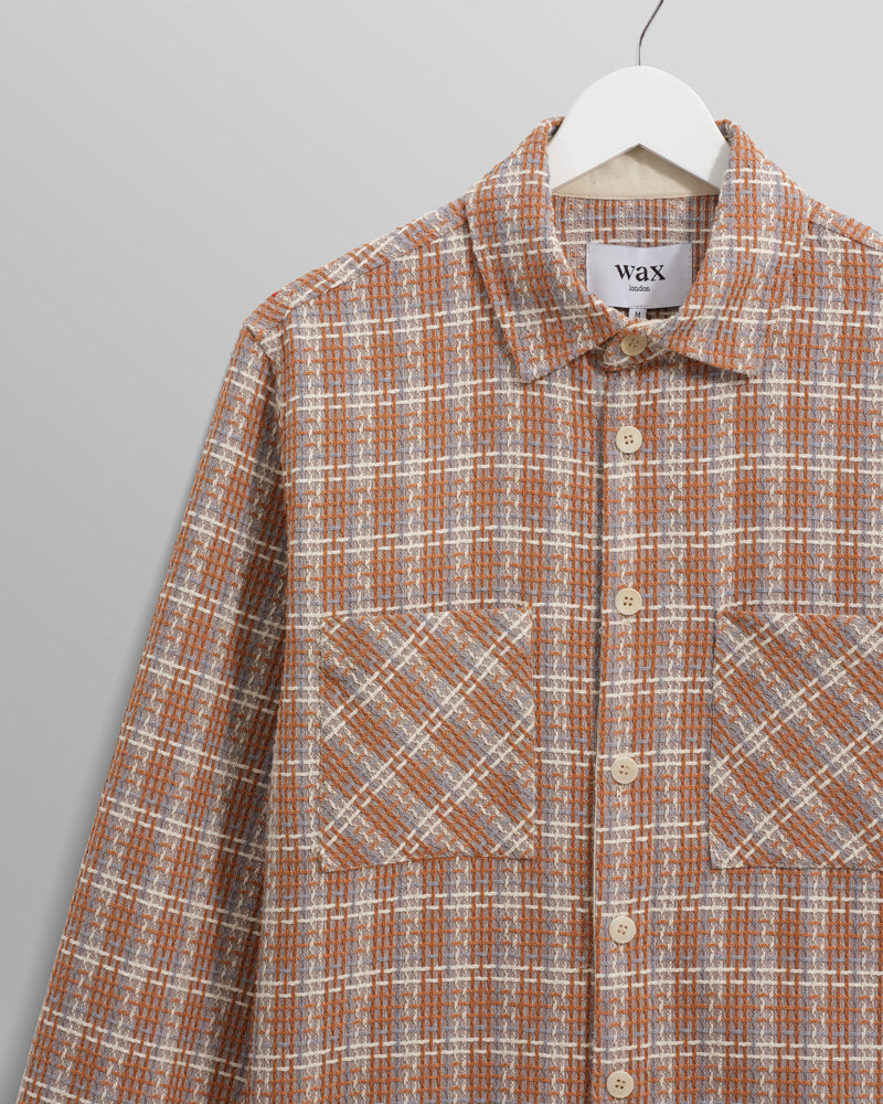 wax london Whiting - Tan And Multicolour Ladder Check Overshirt