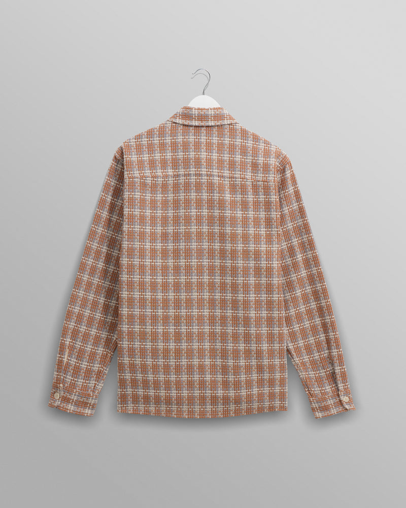 wax london Whiting - Tan And Multicolour Ladder Check Overshirt