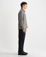 wax london men's Whiting - Taupe And Grey Pip Wool Blend Overshirt