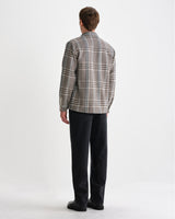 wax london men's Whiting - Taupe And Grey Pip Wool Blend Overshirt