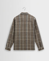 wax london men's Whiting - Taupe And Grey Pip Wool Blend Overshirt