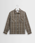 Whiting - Taupe And Grey Pip Wool Blend Overshirt