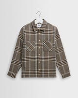 wax london men's Whiting - Taupe And Grey Pip Wool Blend Overshirt