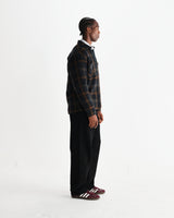 wax london men's Whiting - Teal And Orange Drawn Check Overshirt