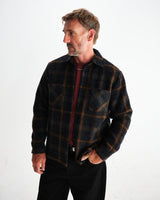 wax london men's Whiting - Teal And Orange Drawn Check Overshirt
