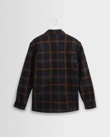 wax london men's Whiting - Teal And Orange Drawn Check Wool Overshirt