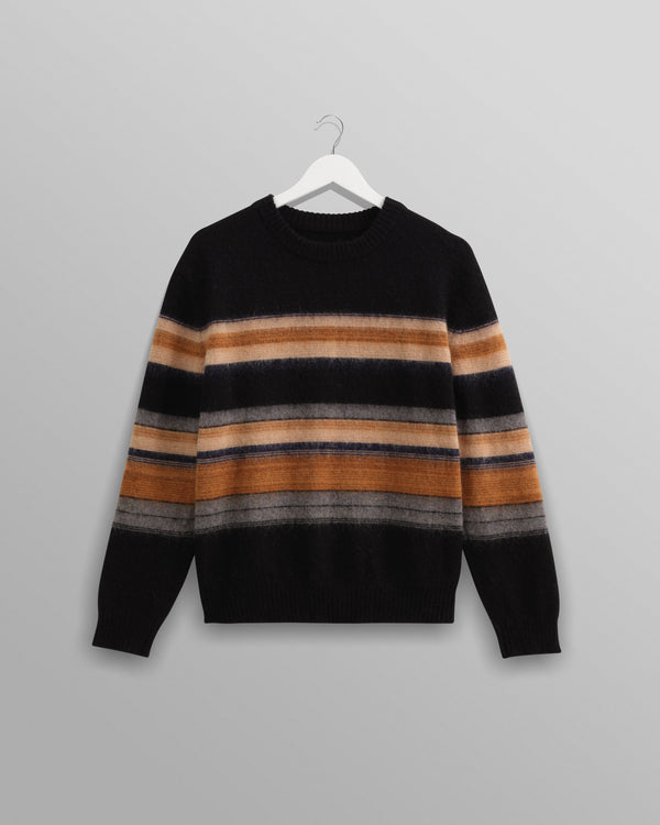 wax london Wilde - Black Brush Stripe Crew Neck