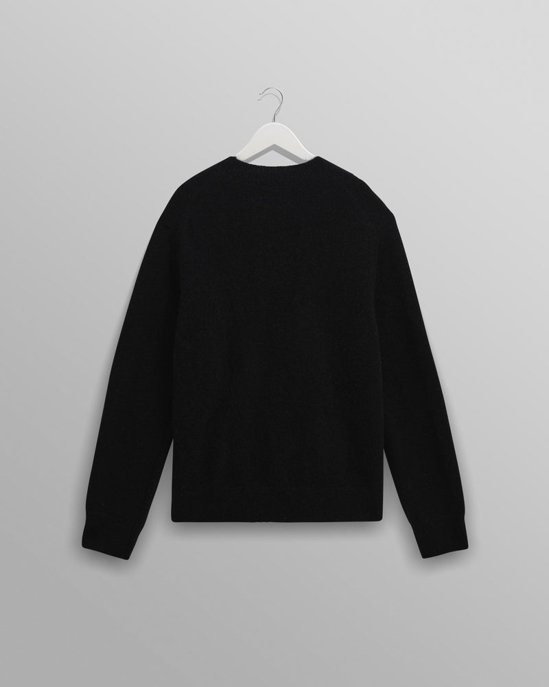 wax london men's Wilde - Black Fluffy Wool Crewneck