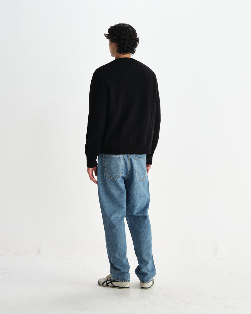 wax london men's Wilde - Black Fluffy Wool Crewneck