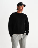 wax london men's Wilde - Black Fluffy Wool Crewneck