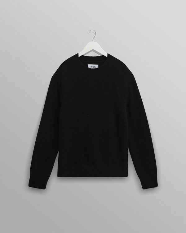 wax london men's Wilde - Black Fluffy Wool Crewneck