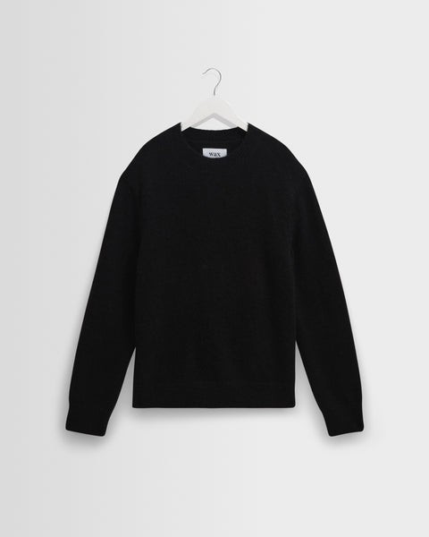 Wilde - Black Fluffy Wool Crewneck