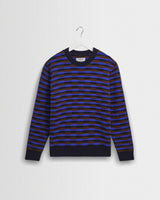 wax london men's Wilde - Blue And Brown Bobble Stripe Crew Jumper