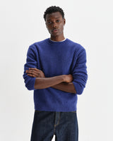 wax london men's Wilde - Blue Fluffy Wool Crewneck