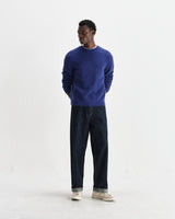 wax london men's Wilde - Blue Fluffy Wool Crewneck