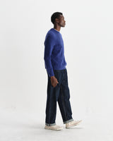 wax london men's Wilde - Blue Fluffy Wool Crewneck