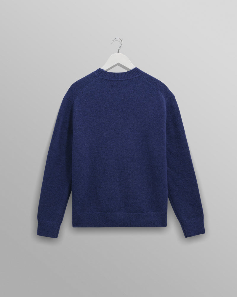 wax london men's Wilde - Blue Fluffy Wool Crewneck