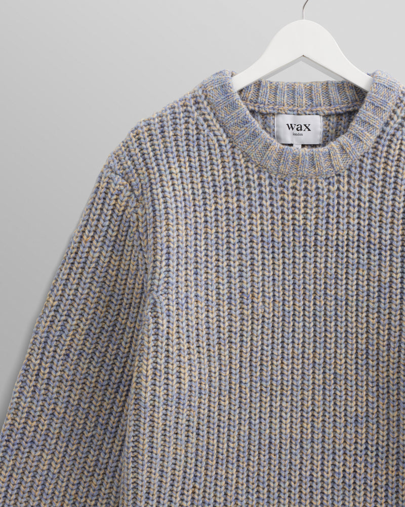 wax london Wilde - Blue Heavyweight Knit Jumper