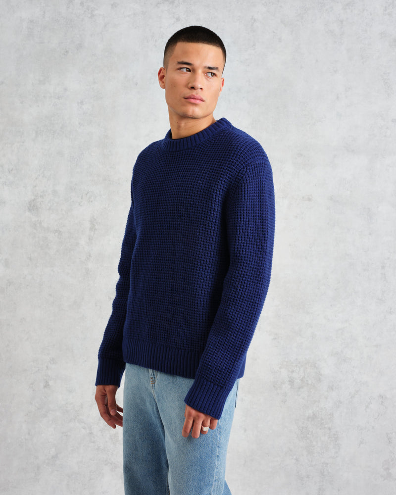 wax london Wilde - Blue Waffle Knit Jumper