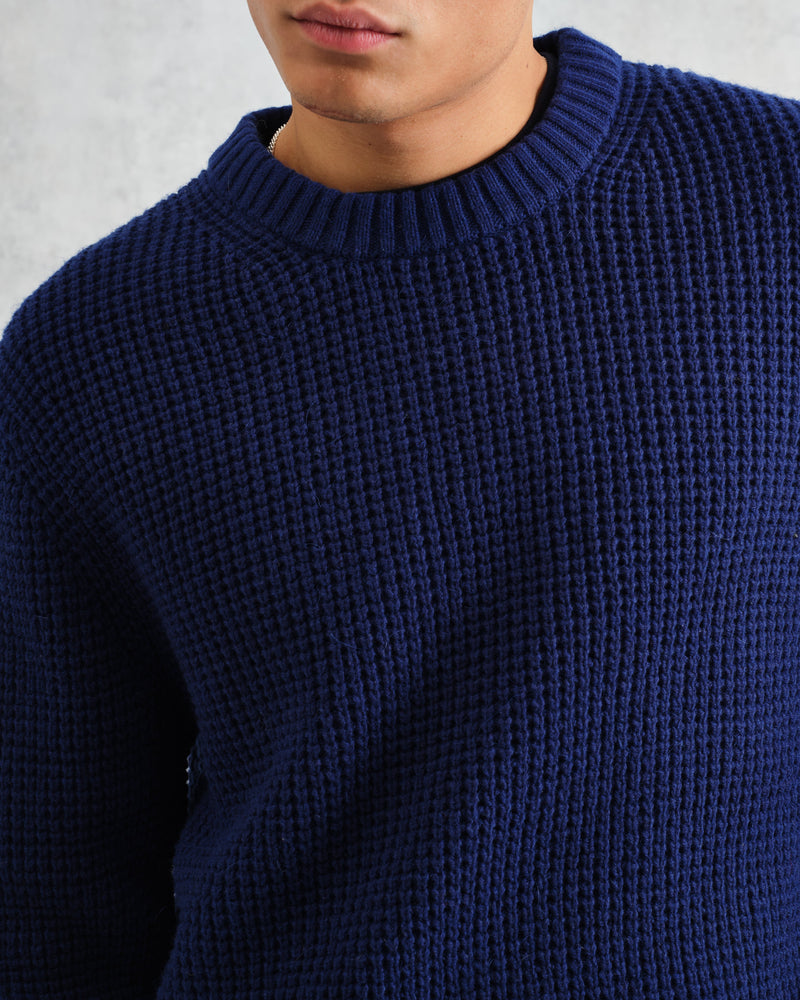 wax london Wilde - Blue Waffle Knit Jumper