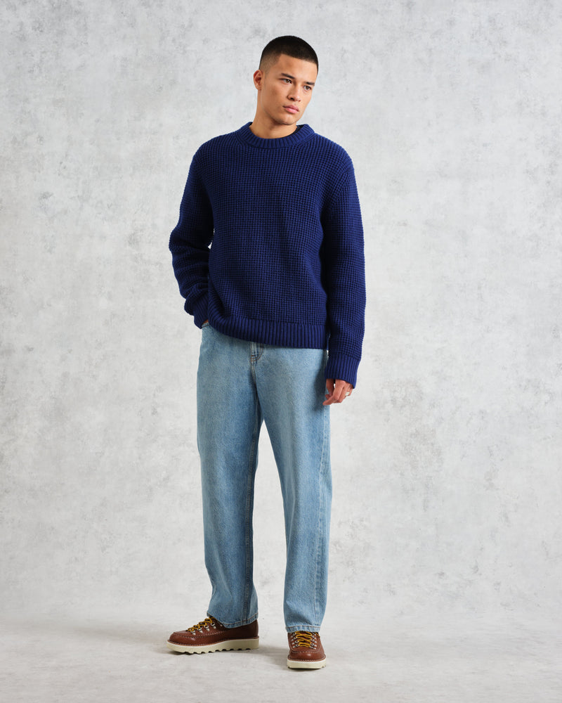 wax london Wilde - Blue Waffle Knit Jumper