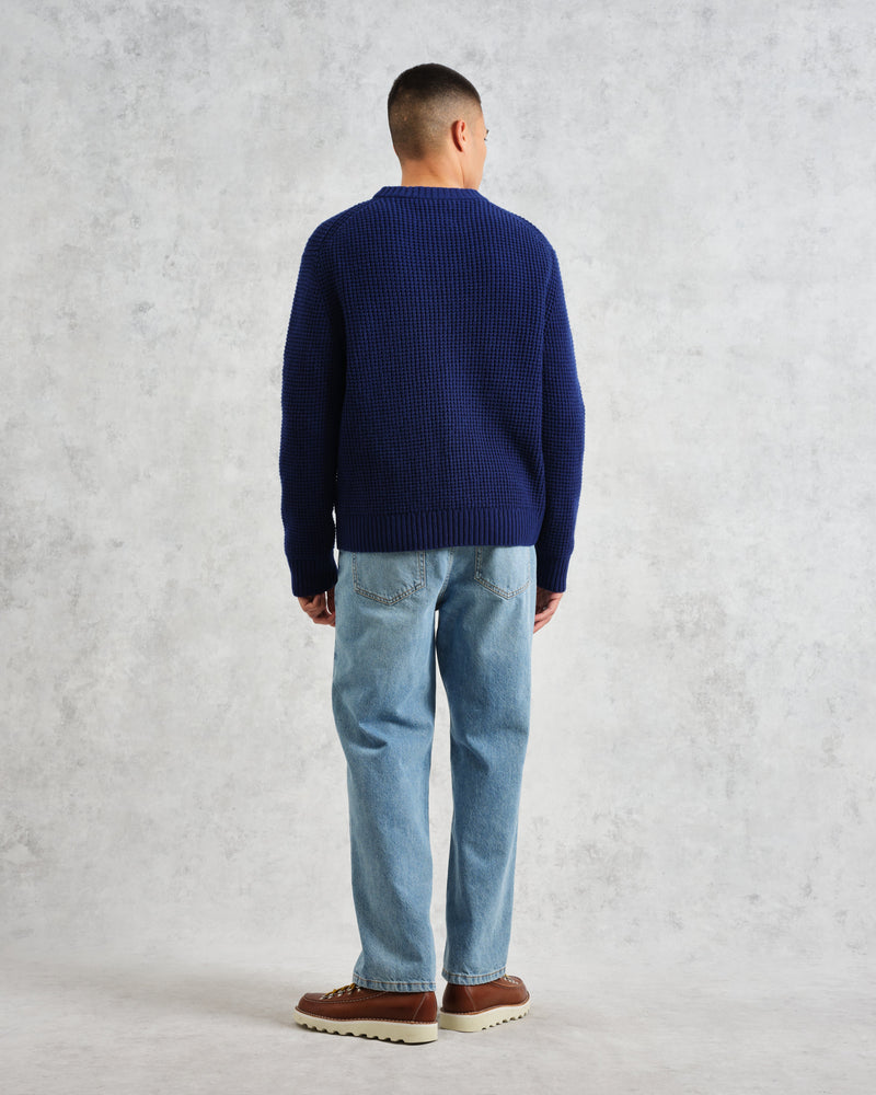 wax london Wilde - Blue Waffle Knit Jumper