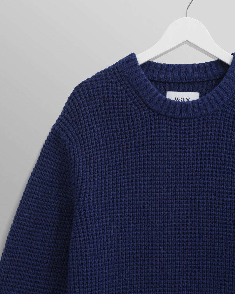 wax london Wilde - Blue Waffle Knit Jumper