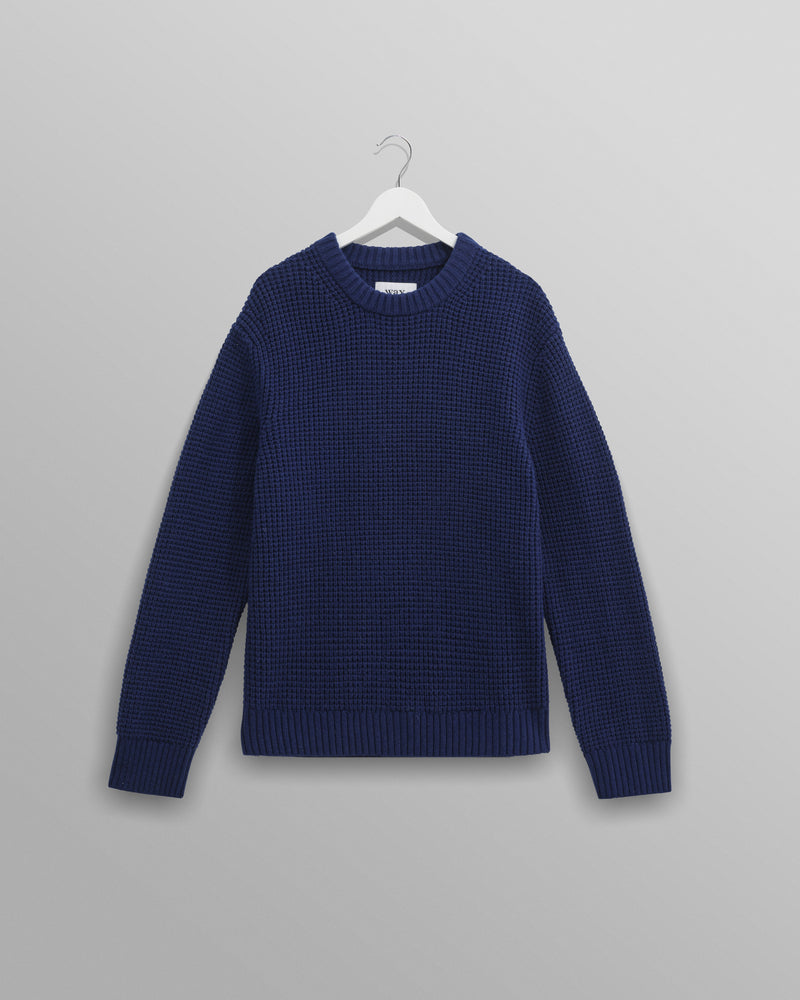 wax london Wilde - Blue Waffle Knit Jumper