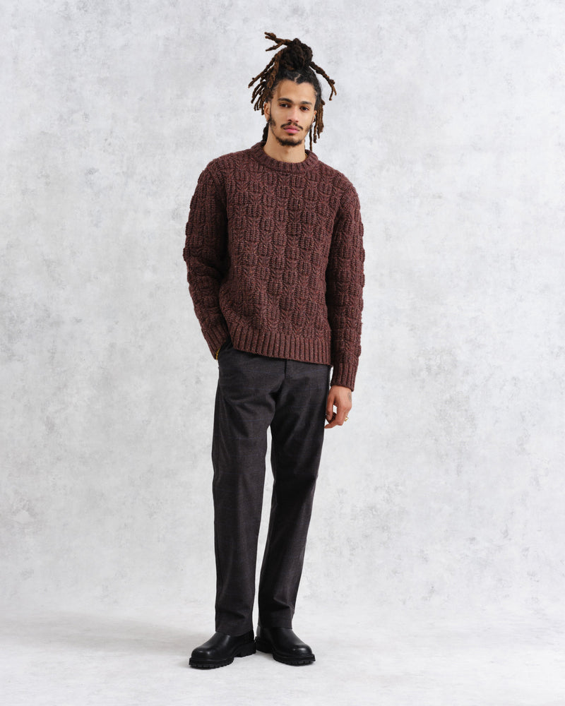 wax london Wilde - Brown Checkerboard Leaf Jumper