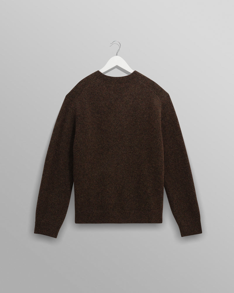 wax london men's Wilde - Brown Fluffy Wool Crewneck