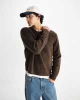 wax london men's Wilde - Brown Fluffy Wool Crewneck