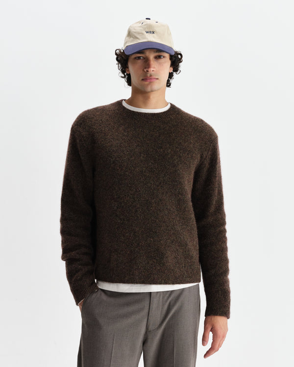 wax london men's Wilde - Brown Fluffy Wool Crewneck