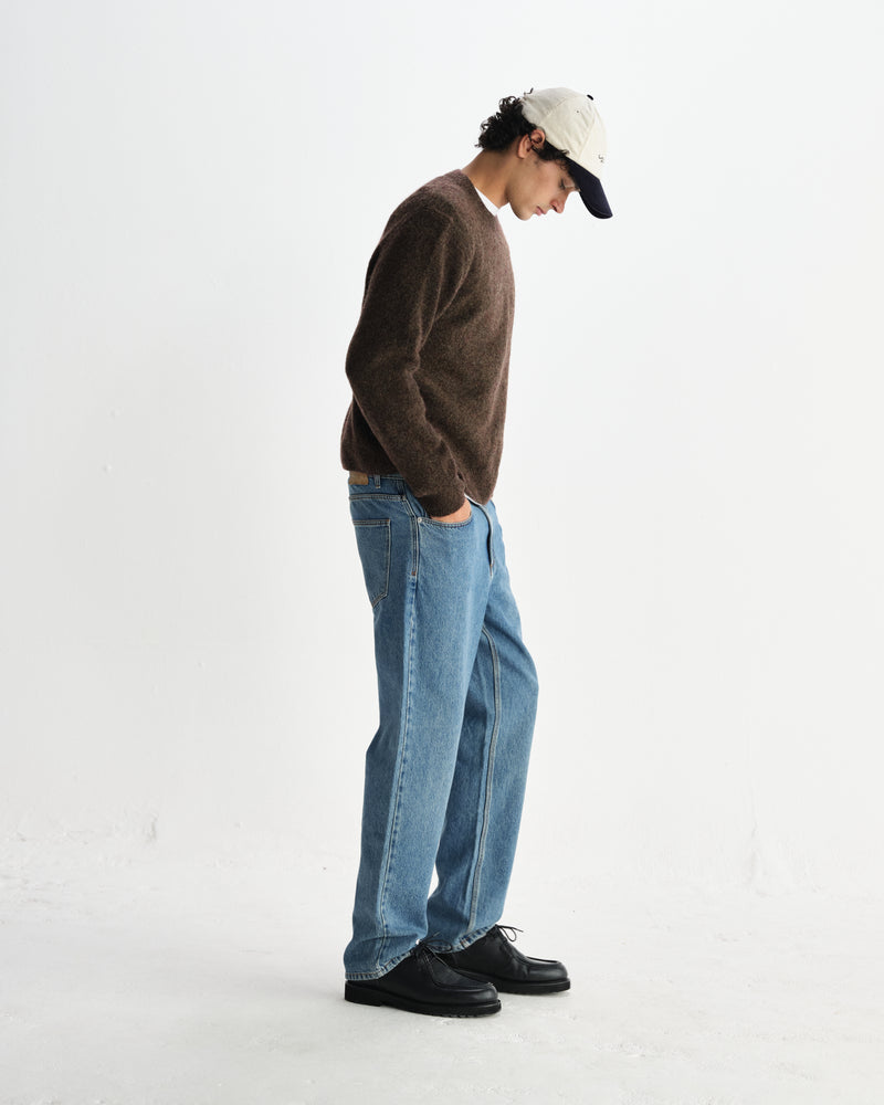 wax london men's Wilde - Brown Fluffy Wool Crewneck