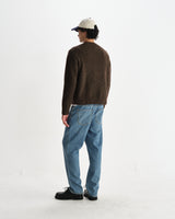 wax london men's Wilde - Brown Fluffy Wool Crewneck