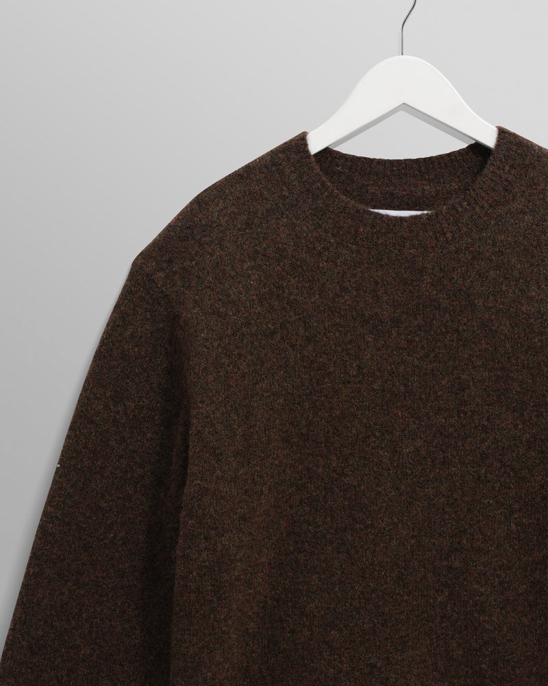wax london men's Wilde - Brown Fluffy Wool Crewneck