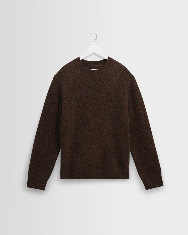 wax london men's Wilde - Brown Fluffy Wool Crewneck