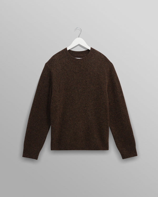 wax london men's Wilde - Brown Fluffy Wool Crewneck