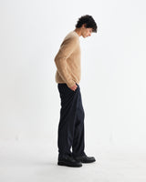 wax london men's Wilde - Camel Fluffy Wool Crewneck